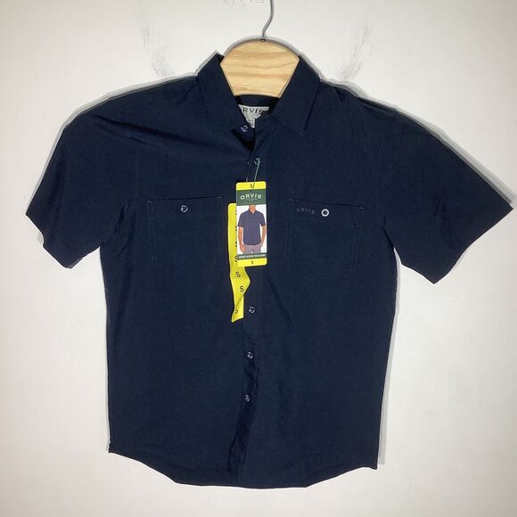 Orvis Mens Short Sleeve Button Up Tech Shirt Blue Size Small NWT - Picture 2 of 8